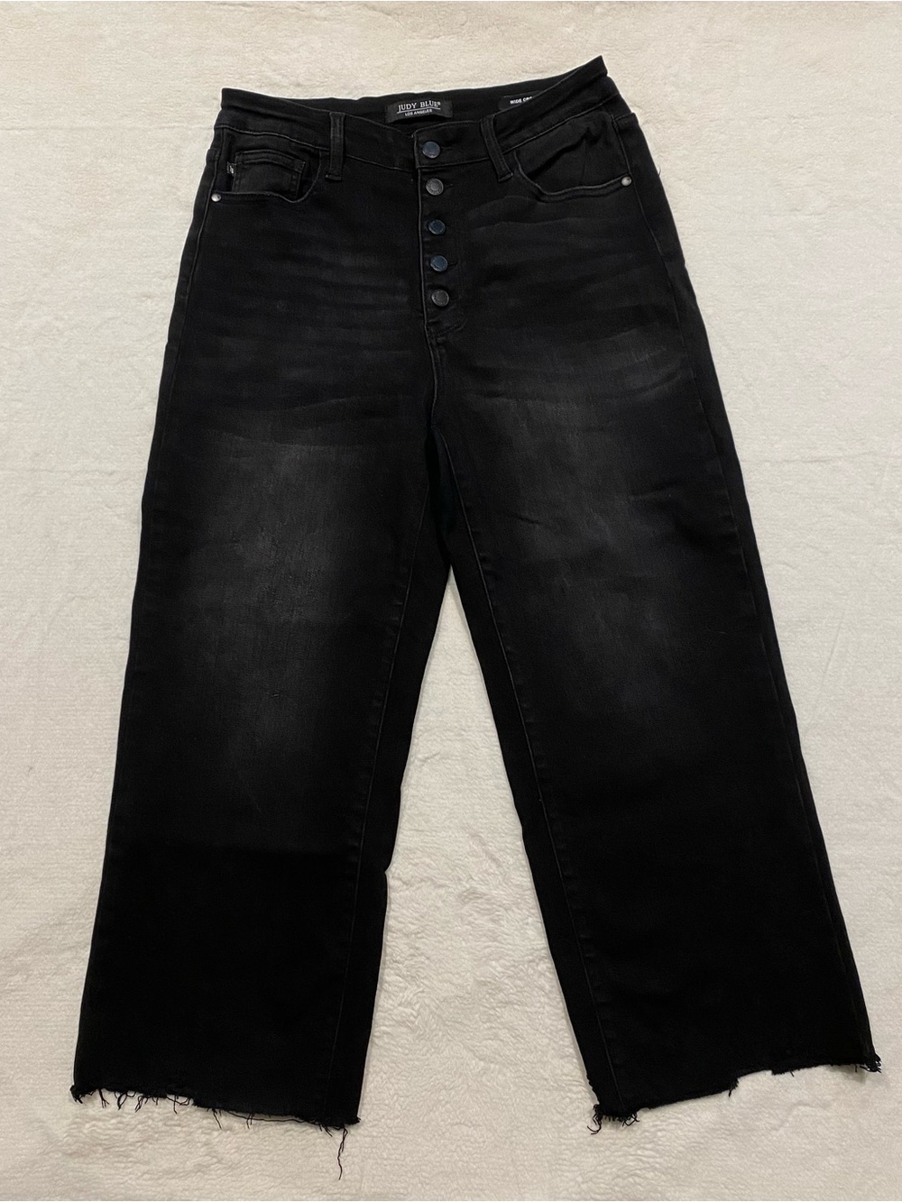 (11) Judy Blue Wide Leg Crop Jean Perfect Storm Black High Waist 30 Cropped - Picture 2 of 14